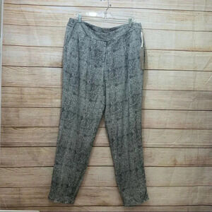 Kenar Women's Size Large Black White Check Print Rayon Pants Slim Straight Leg